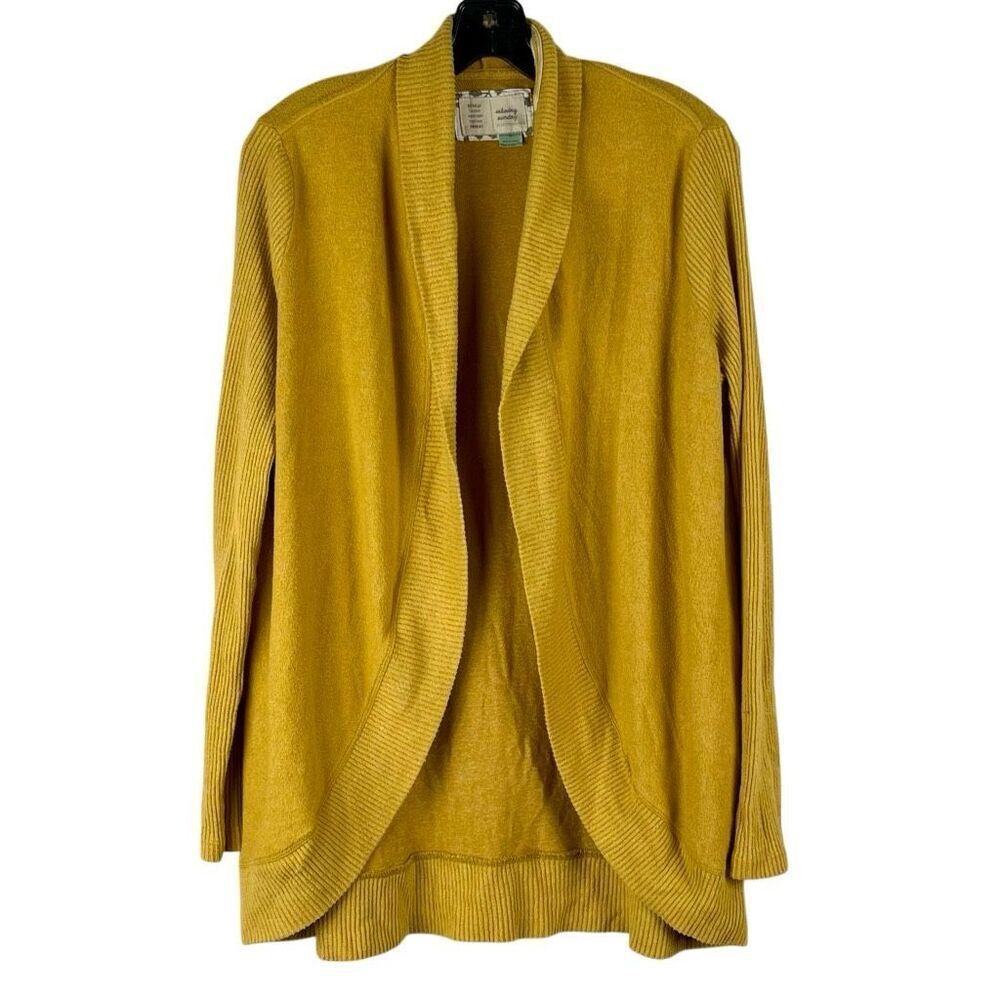 Anthropologie Mustard Yellow Open-Front Cardigan